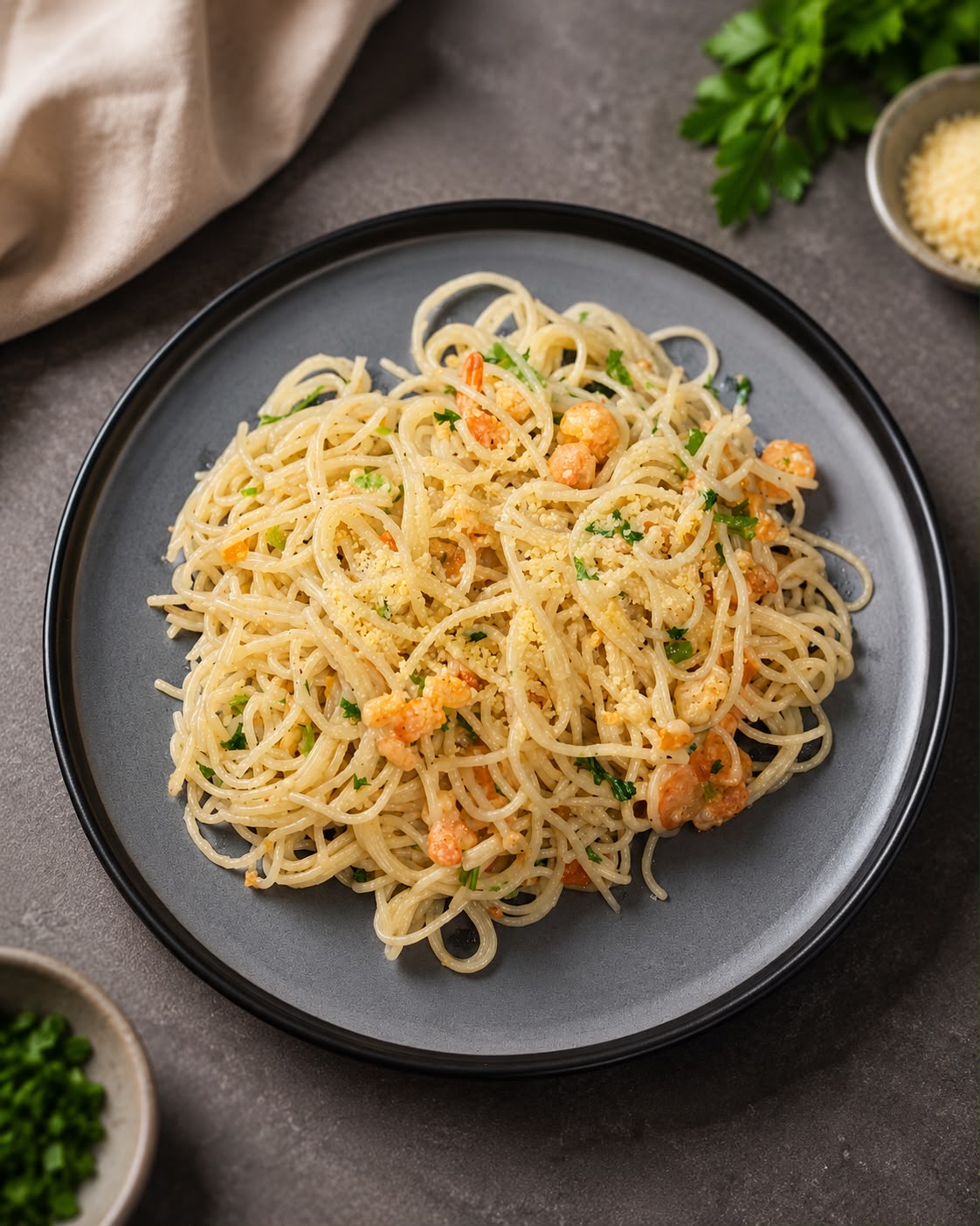 Pasta con camarones